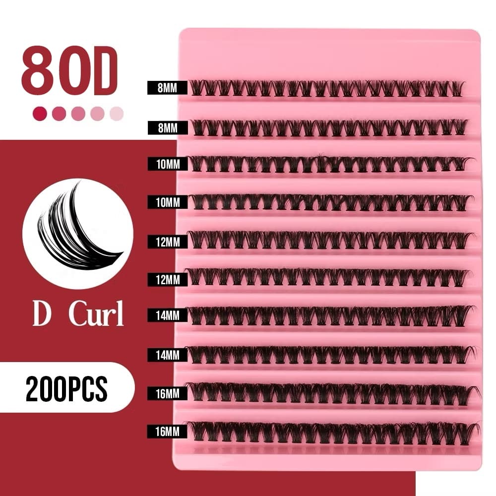 FADVAN DIY Clusters Cílios 200 Pacotes Extensão De Naturais 8-16mm D Curl 40D 80D Extensões Fofos