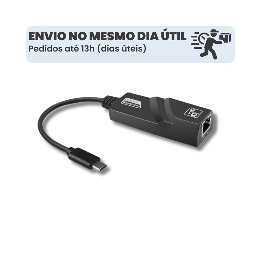 Adaptador Rede USB-C para Ethernet RJ45 Gigabit Notebook Mac