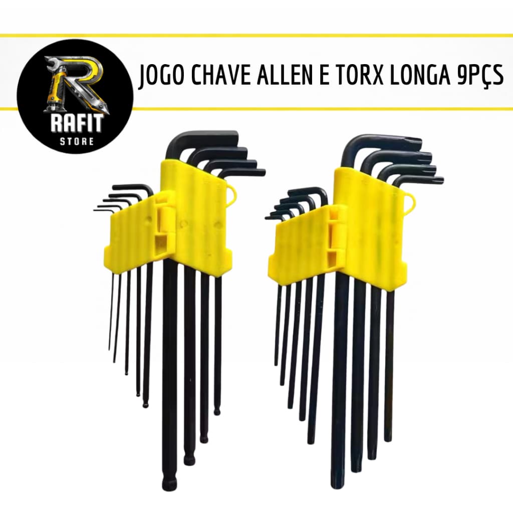 Kit Jogo de Chaves Allen Bola + Torx Longa Cada Jogo com 9 peças Formato L Fertak ou UNITÁRIO