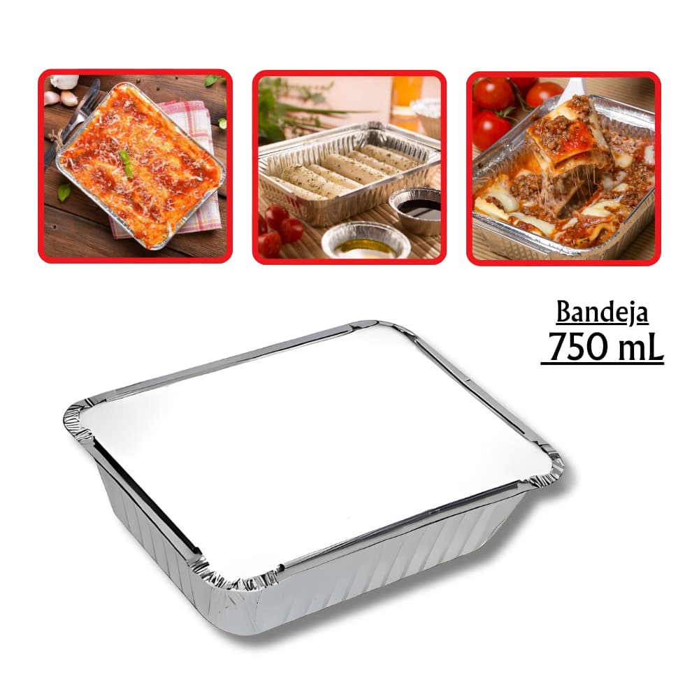 Bandeja Marmita de Alumínio M131 c/100 de 750ml com Tampa Cartão Aluminizado - Mello