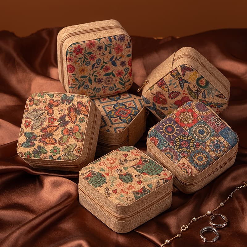 Portátil Vintage Viagem Mini Organizador De Jóias Anel De Couro Brinco Colar Pulseira Embalagem Caixa De Armazenamento C