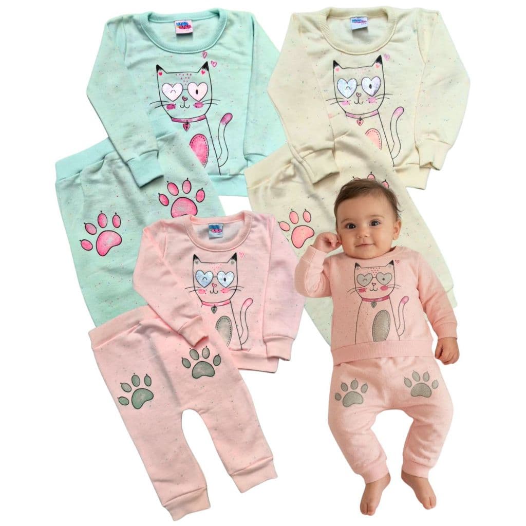 Conjunto Infantil Menina bebê tamanho P estampa gatinha