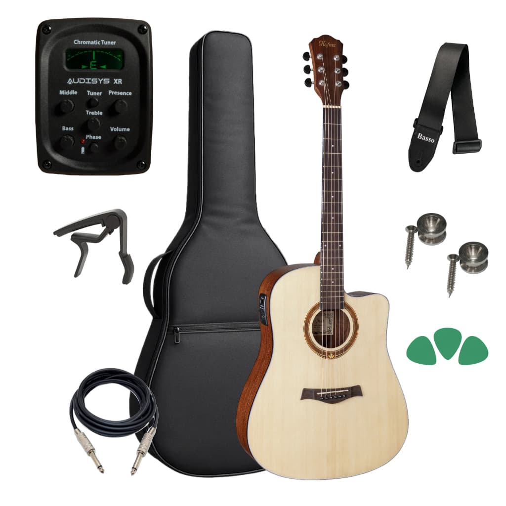 Violão Elétrico Folk Hofma Hmf290 Kit Capa Acessórios Full