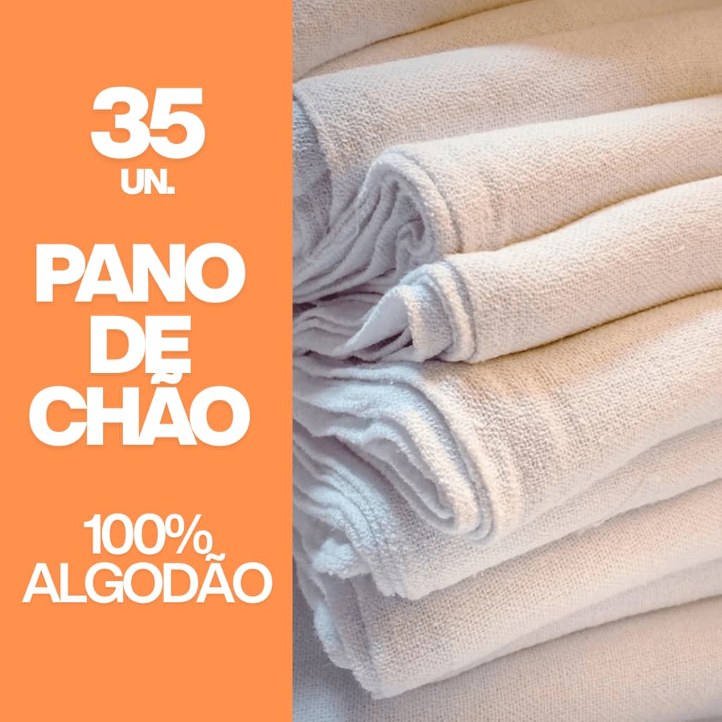 Kit 35 Panos De Chão Alvejado Branco 62x42 Saco Duplo Atacado