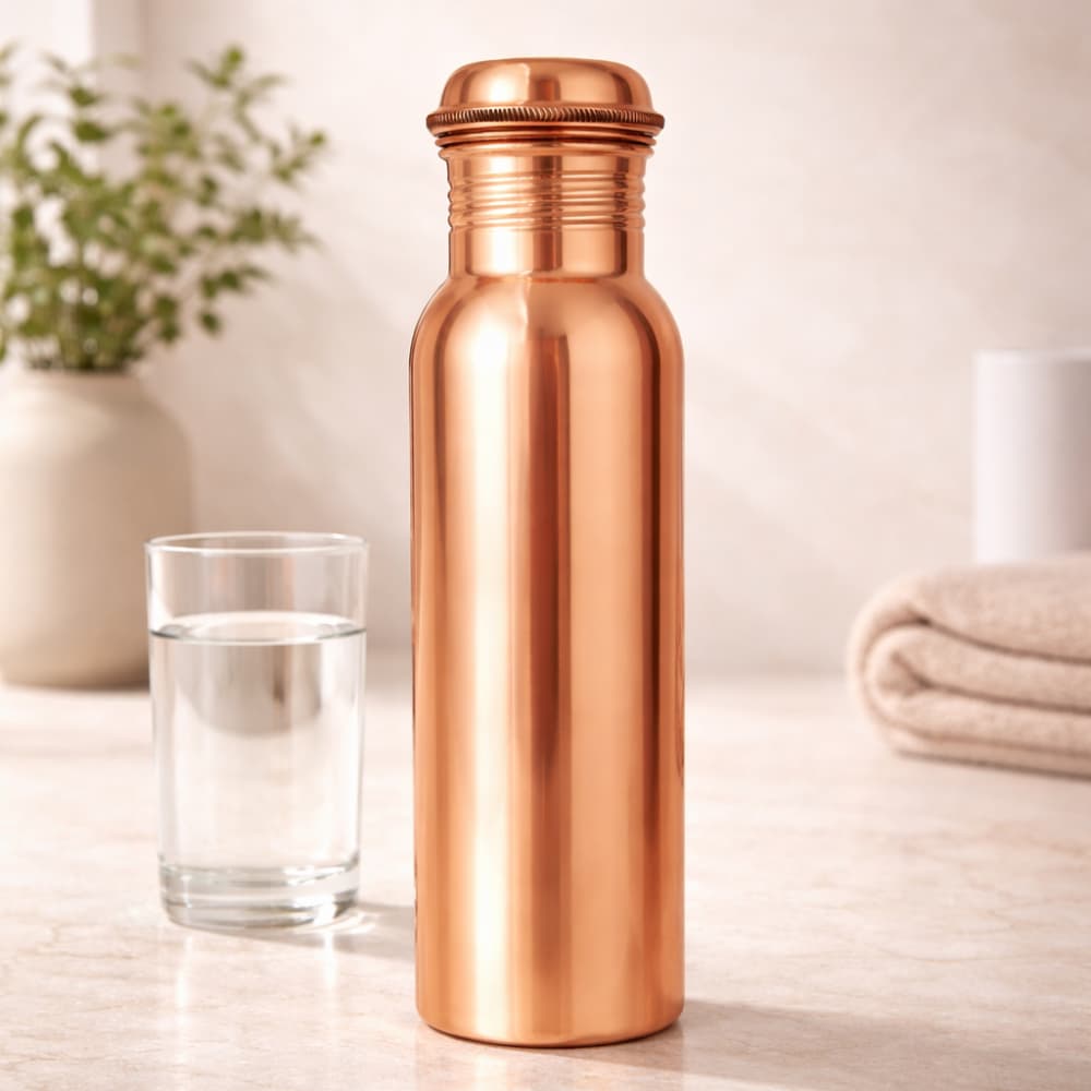 Garrafa De Cobre Puro Ayurveda 800 ml Lisa