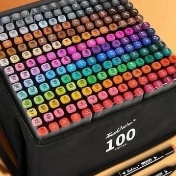 Marcadores De Ponta Dupla 100 Cor Materiais De Desenho Para Estudantes / Materiais De Escritório