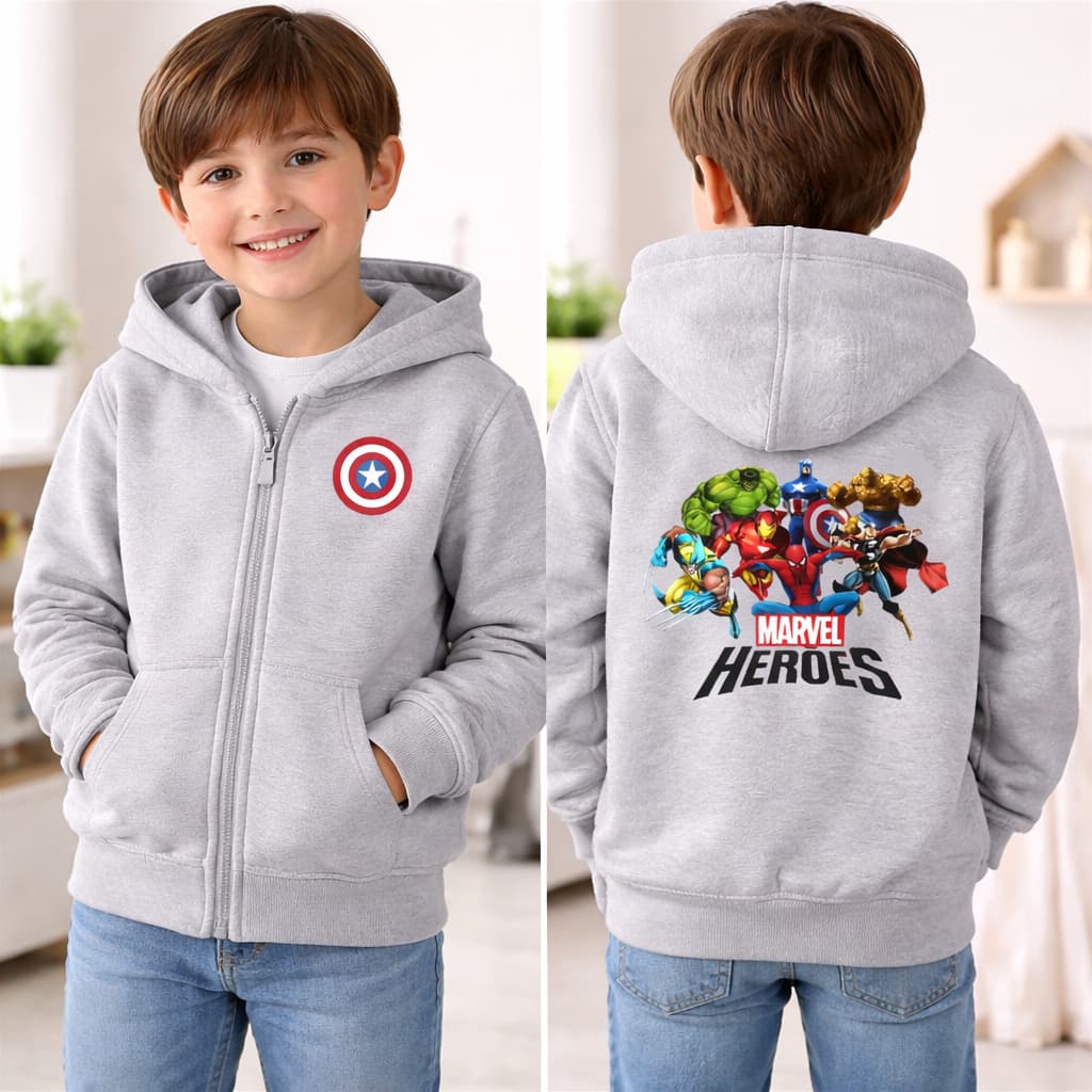 Blusa de Moletom Infantil Personalizado Super Heróis Vingadores Blusa Com Capuz Bolso Menino