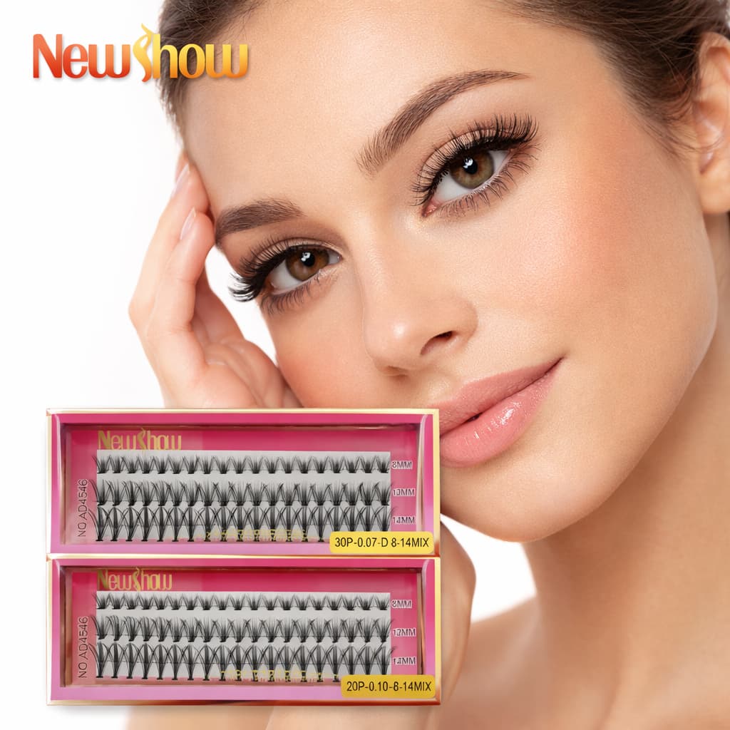 New Show Kit Cílios Postiços 20P + 30P com Pinça /1  Cola Volume Natural Fácil Aplicação -RicH