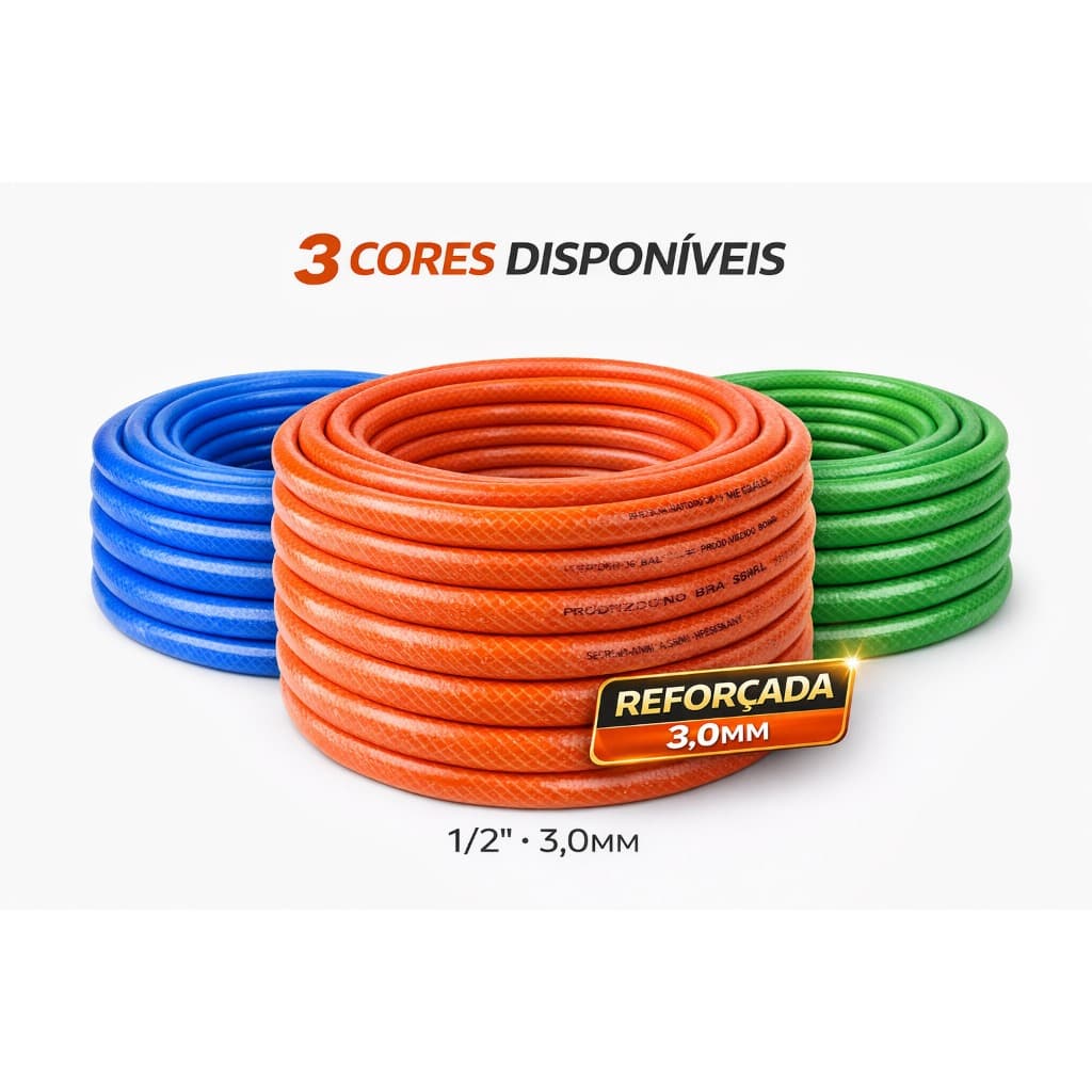 Mangueira Nasha 10 Metros 1/2" x 3,0mm PVC Flexivel Reforçada Jardim Lavagem Irrigação