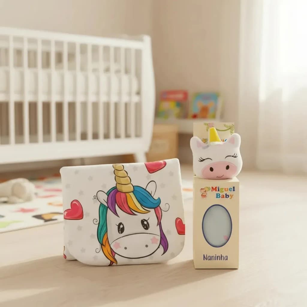 Kit maternidade naninha com prendedor de chupeta menina e menino travesseiro anatômico modelador