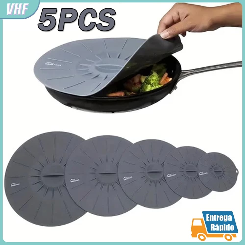 Tampa de Silicone Resistente ao Calor 5pcs Cobre Panela Tigela Micro-ondas