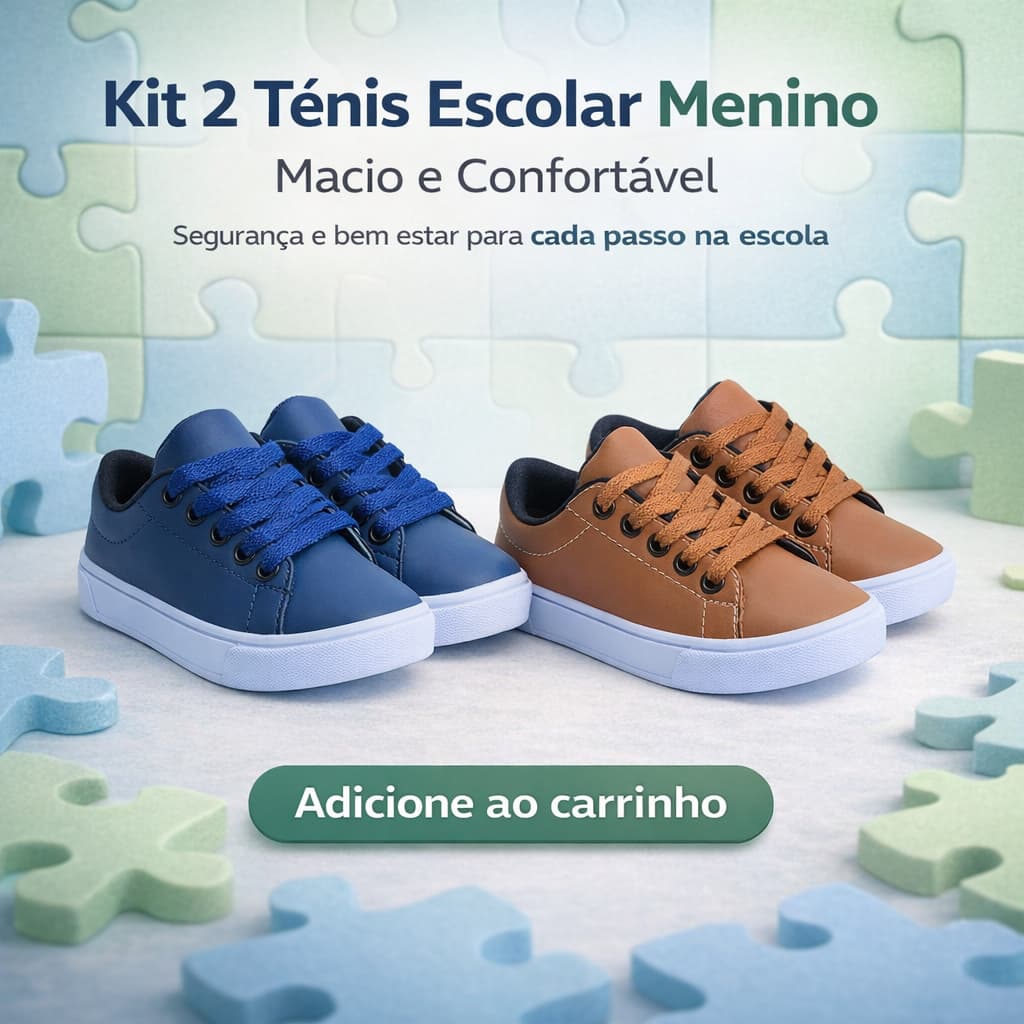 Kit 2 Tênis Escolar Menino | Macio e Confortável Para Cada Passo Na Escola 25 ao 36 | GARANTA AGORA!