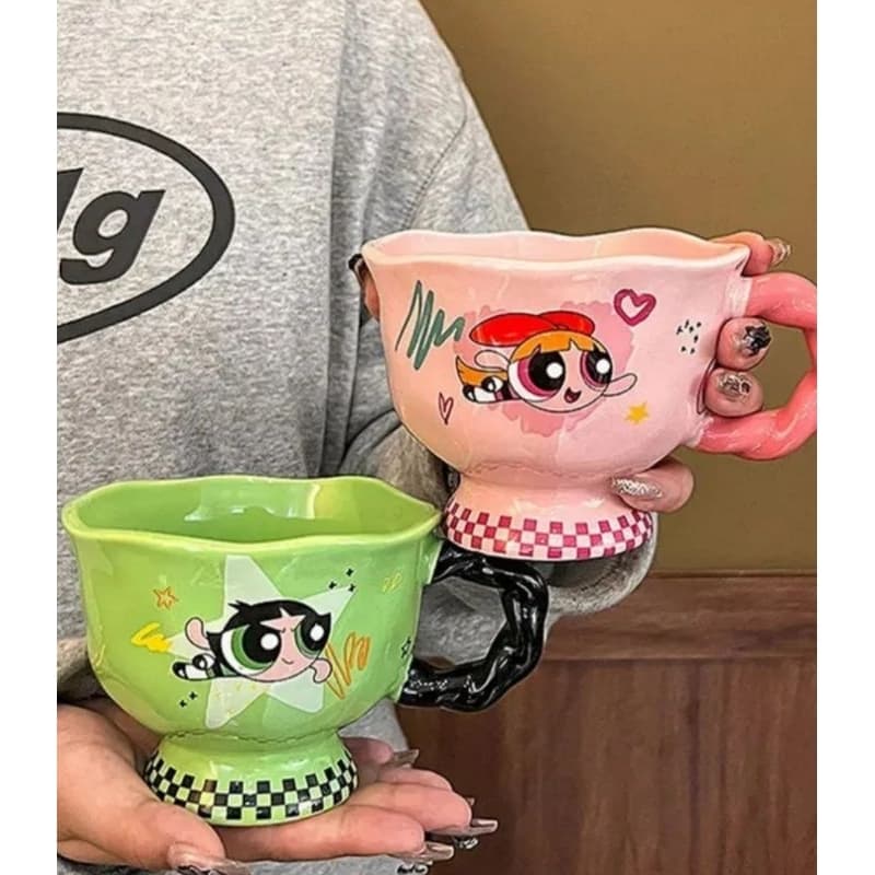 caneca meninas super poderosas, caneca cerâmica fofa, caneca de cerâmica artesanal