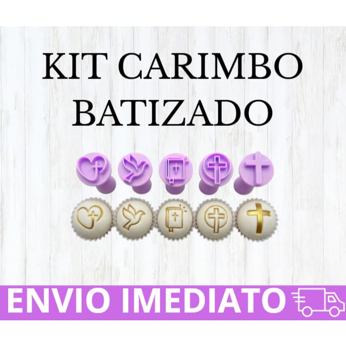 Kit 5 Carimbos Batizado E Primeira Comunhão Para Brigadeiro Gourmet