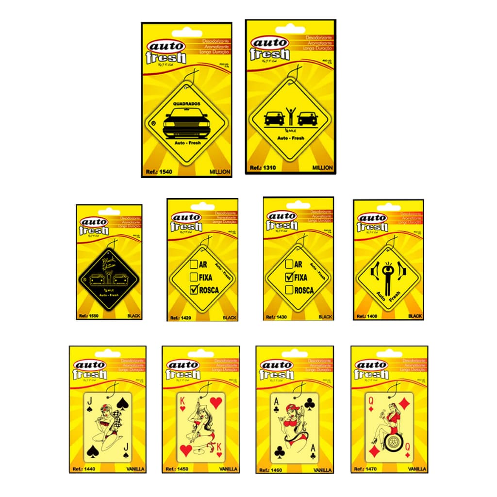 Kit 10 Aromatizantes Automotivos Cheirinho P Carros Autofresh Carros / Baralho Black Vanilla Million