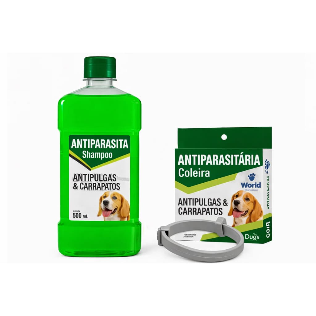 Kit Shampoo Anti Pulga 500Ml + Coleira Antipulgas e Carrapatos