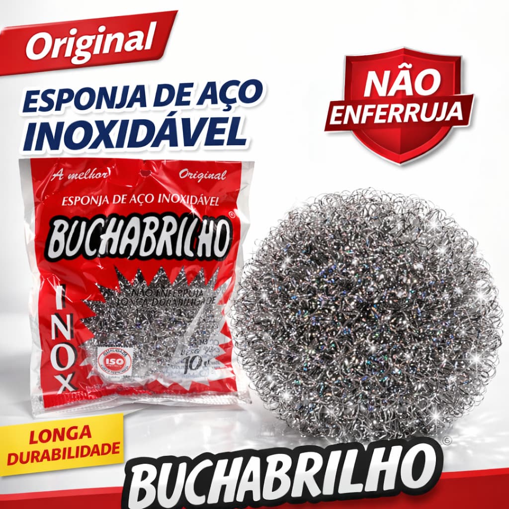 Kit 10 Bucha Brilho - Esponja de Aço Inoxdável - A Original