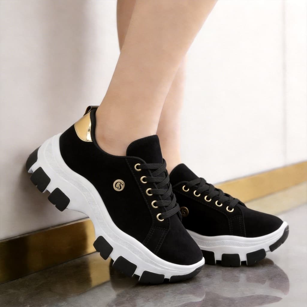 Tênis Feminino Plataforma Chunky Casual Leve Confortável Ideal Para Caminhada e Trabalho