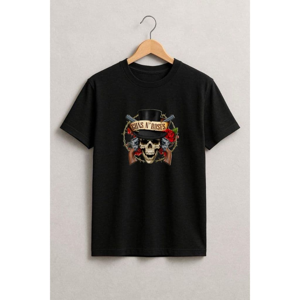 Camiseta Masculina Estampada Música Banda Rock Algodão Preta Camisa Vintage Retrô Estilo Casual Unissex