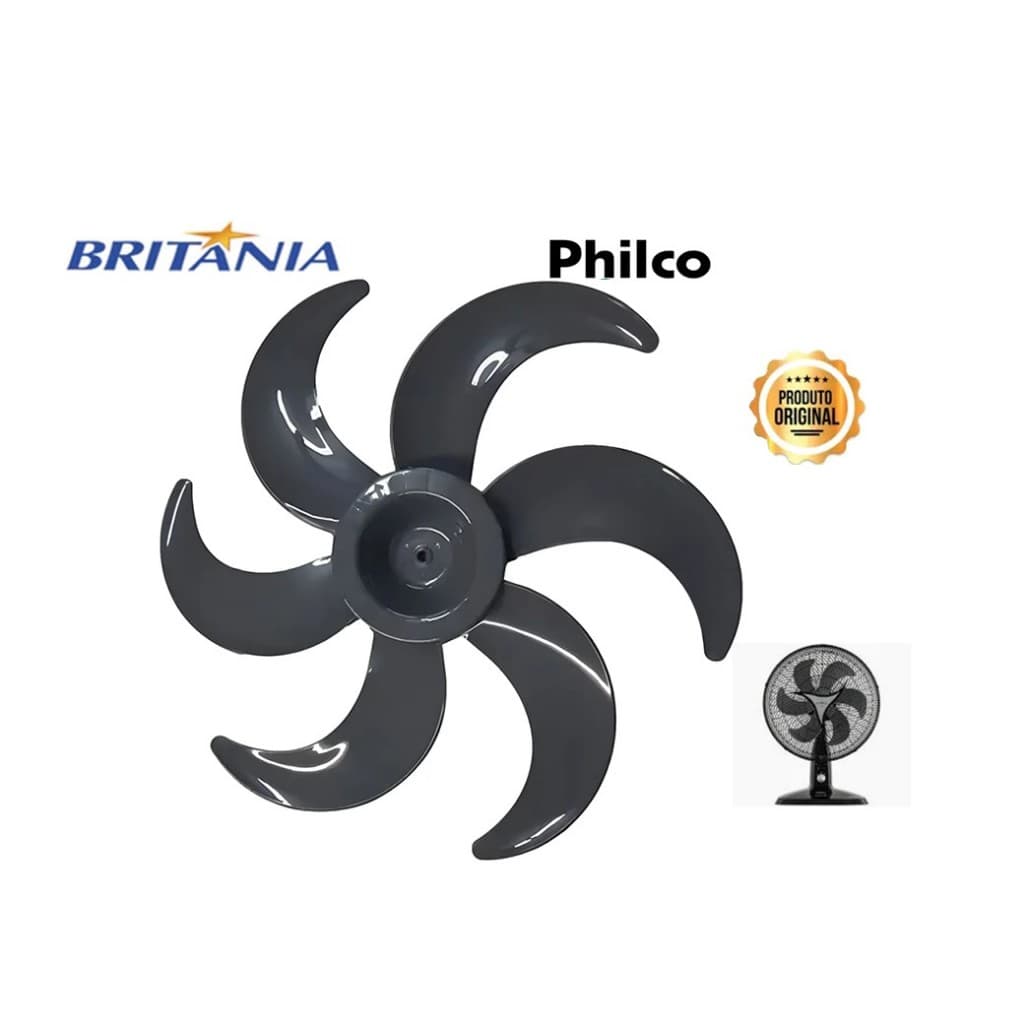 Hélice Ventilador 40cm 6 Pás Ventus 40 Six Britânia Philco Original Cinza Escuro