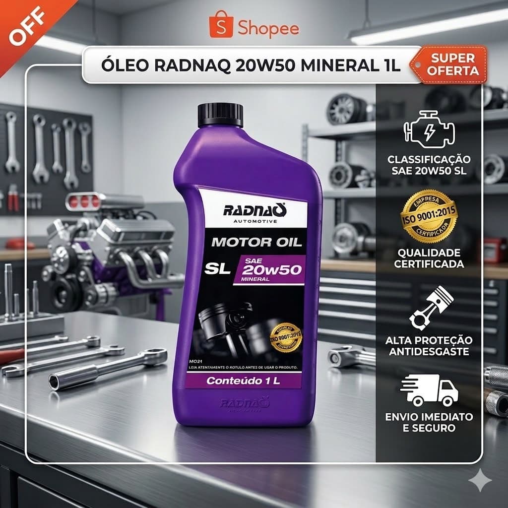 Oleo de Motor Radnaq Mineral 20w50 SL Litro