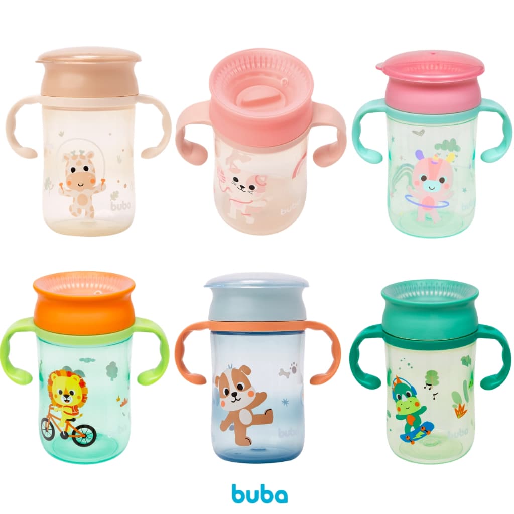 Copo Infantil Antivazamento 360 BUBA Copo de Treinamento Bebe Introdução Alimentar Copinho Buba