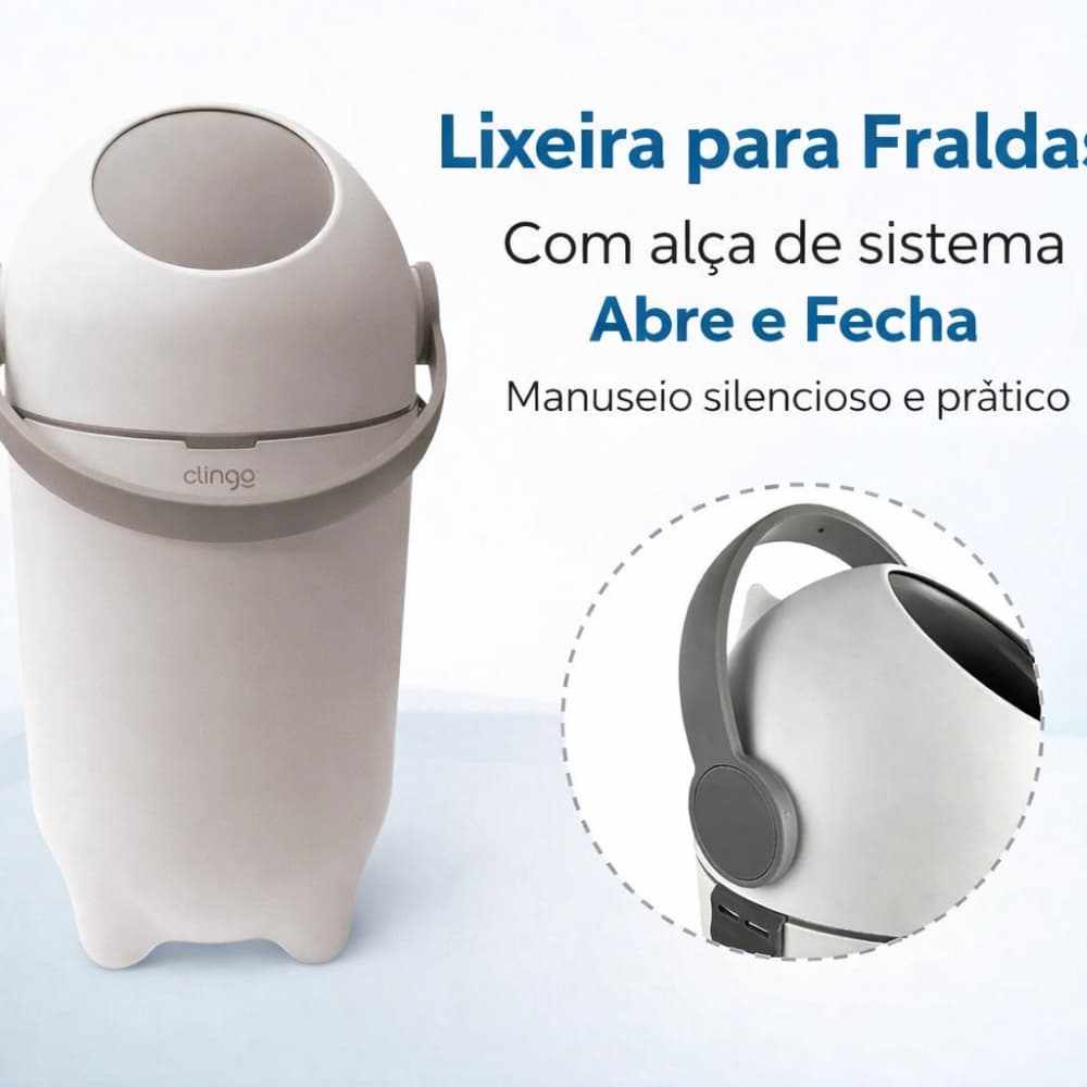 Lixeira para Fraldas Quarto de Bebê/Banheiro/Pet- com Tampa Abre e Fecha Sem Odor Silenciosa e Prática para Bebê