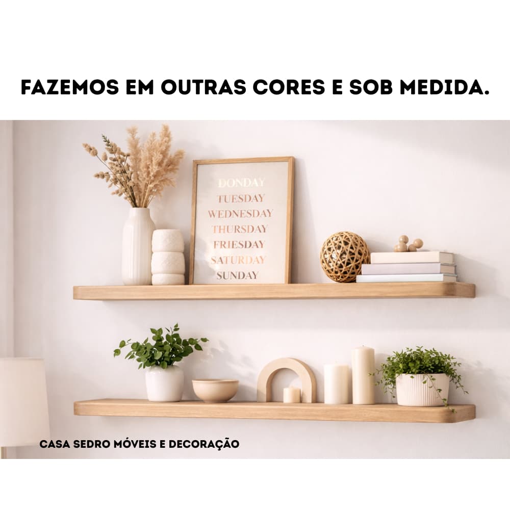Prateleira Arredondada Ana MDF 80x20 MDF CARVALHO - TEMOS VARIAS CORES - Suporte Invisível - FAZEMOS OUTRAS MEDIDAS.