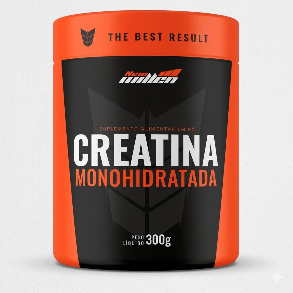 Creatina Monohidratada New Millen 300g 100 Doses Pura Força Massa Muscular Academia