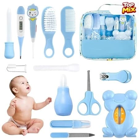 Kit 13 Higiene Cuidado Bebê Recém Nascido Essencial 13 Peças Cuidados Com O Bebê Recém Cortador Escova Cabelo Unha Pente