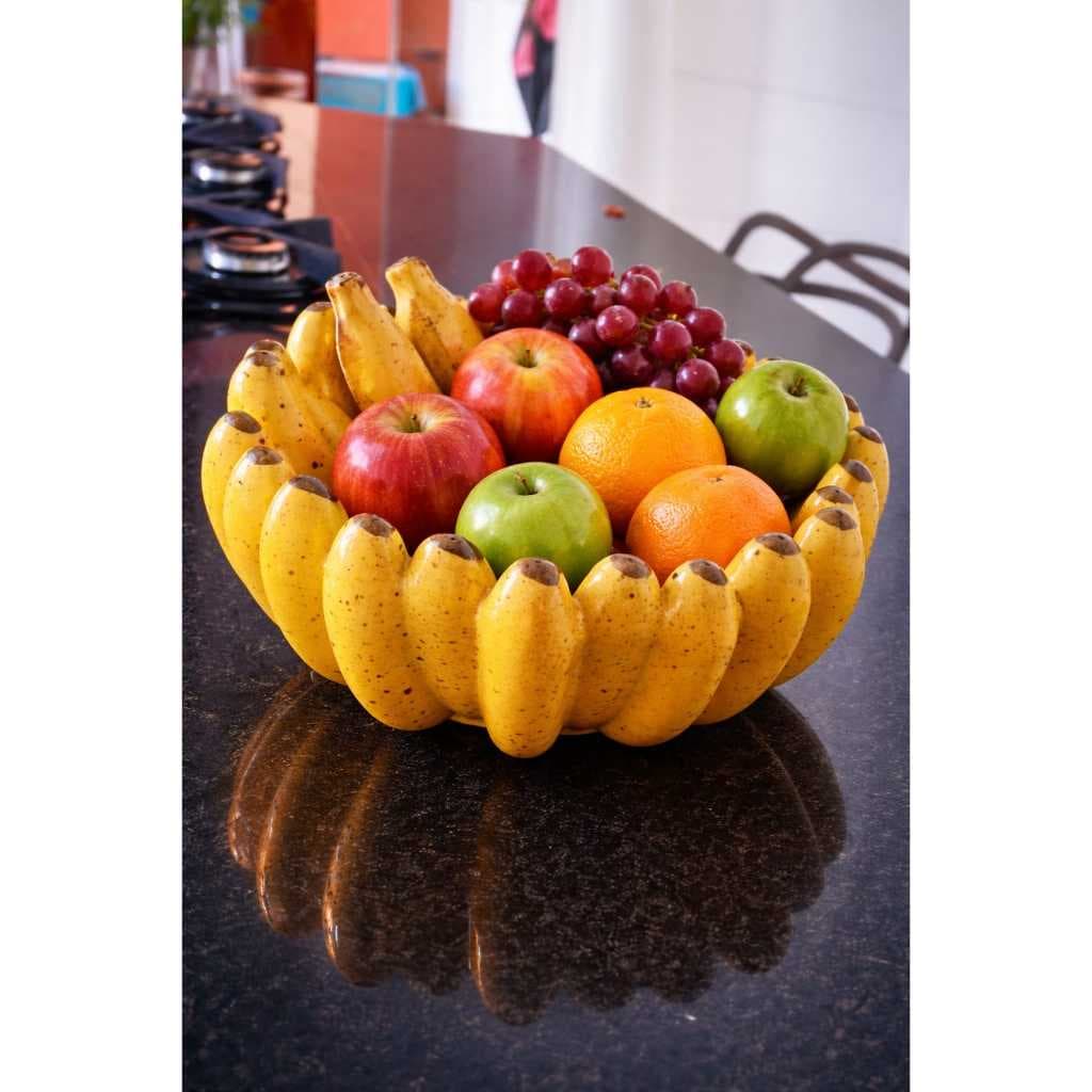 Fruteira de banana grande em ceramica esmaltada porta frutas decorativa cozinha.
