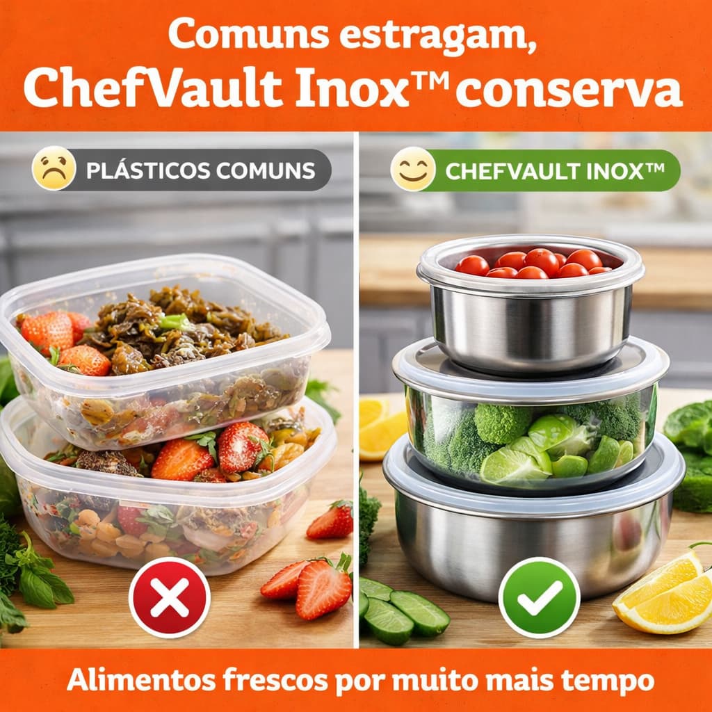 Kit 5 Potes Herméticos Inox com Tampa Vedação Cozinha Marmita Organizador
