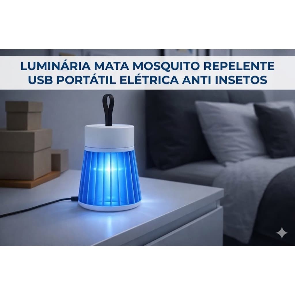 Luminaria Repelente Eletrica USB Portatil Mata Mosquito Anti Insetos Protecao Ambiente