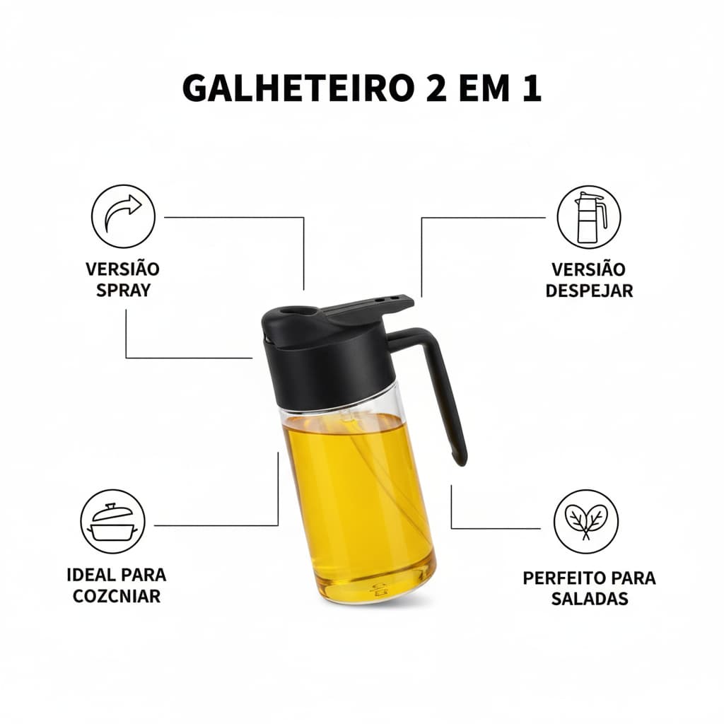 Dosador Borrifador Vidro Azeite Spray Galheteiro 470ml Vinagre