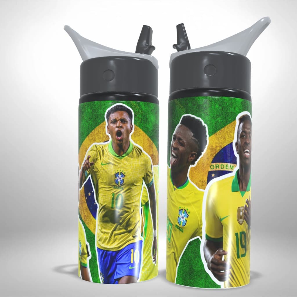 Garrafa Squeeze Personalizada Craques do Brasil Futebol Alumínio Escolar
