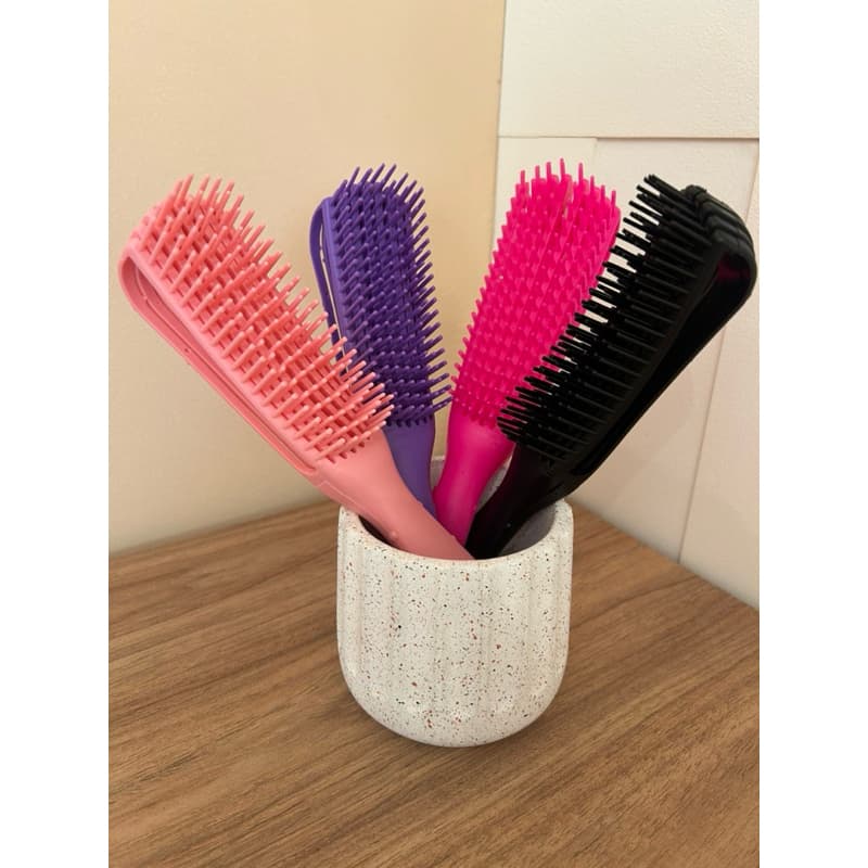 Escova Desembaraçante Flexível Anti Frizz | Pente Profissional para Cabelos Cacheados, Lisos e Ondulados