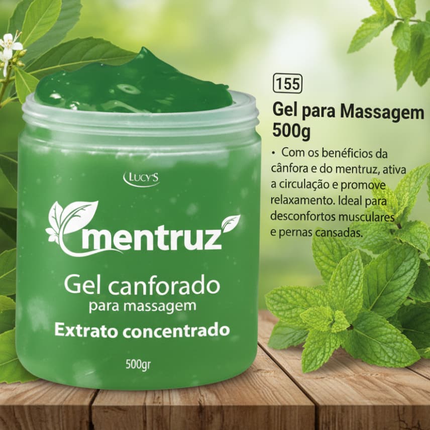 Gel De Mentruz e Cânfora 500g Massagem Relaxante Alívio De Dores Nas Pernas E Músculos Lucy´s
