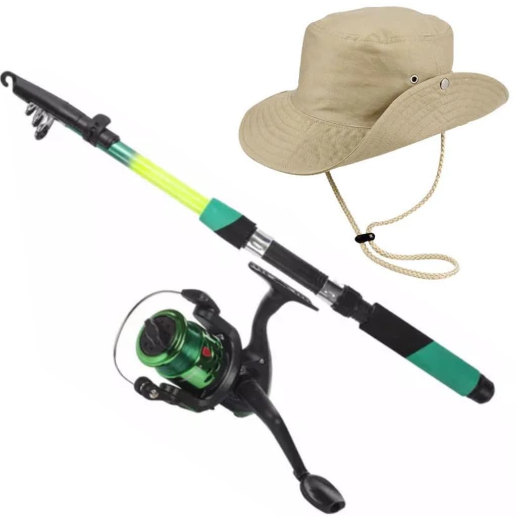 Vara De Pescar Molinete De Pesca+chapeu Original