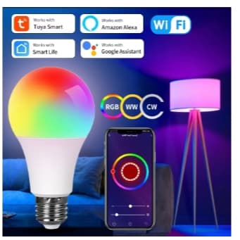 Lâmpadas LED RGB Tuya Smart WiFi, Lâmpada Alexa, Smart Life,Google, Controle de Voz, 220V