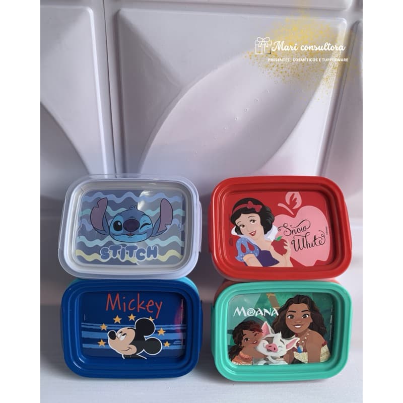 Marmita Com Travas Stitch/ Moana/ Branca de neve/ Mikey/ Ariel 630 ml