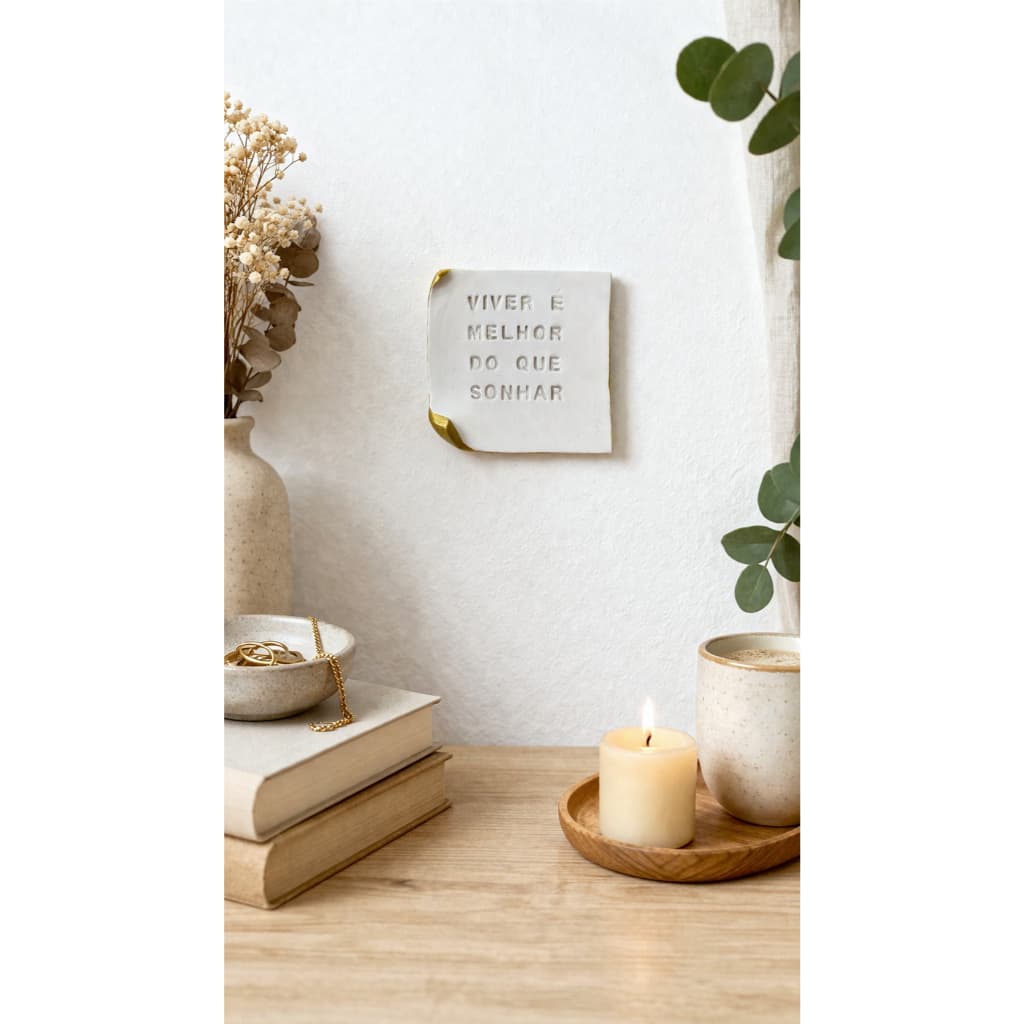 Plaquinha decorativa em cerâmica fria frases