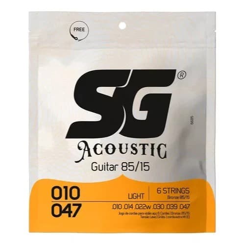 Encordoamento para Violão de Aço SG Bronze 85/15 .010 - 047 Timbre Quente e Durável