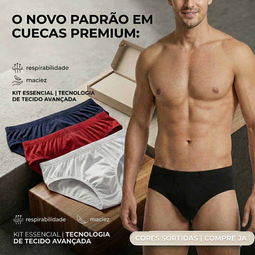 Kit Cueca Slip Masculina 100% Algodão Cores Sortidas - 3 6 10 Unid