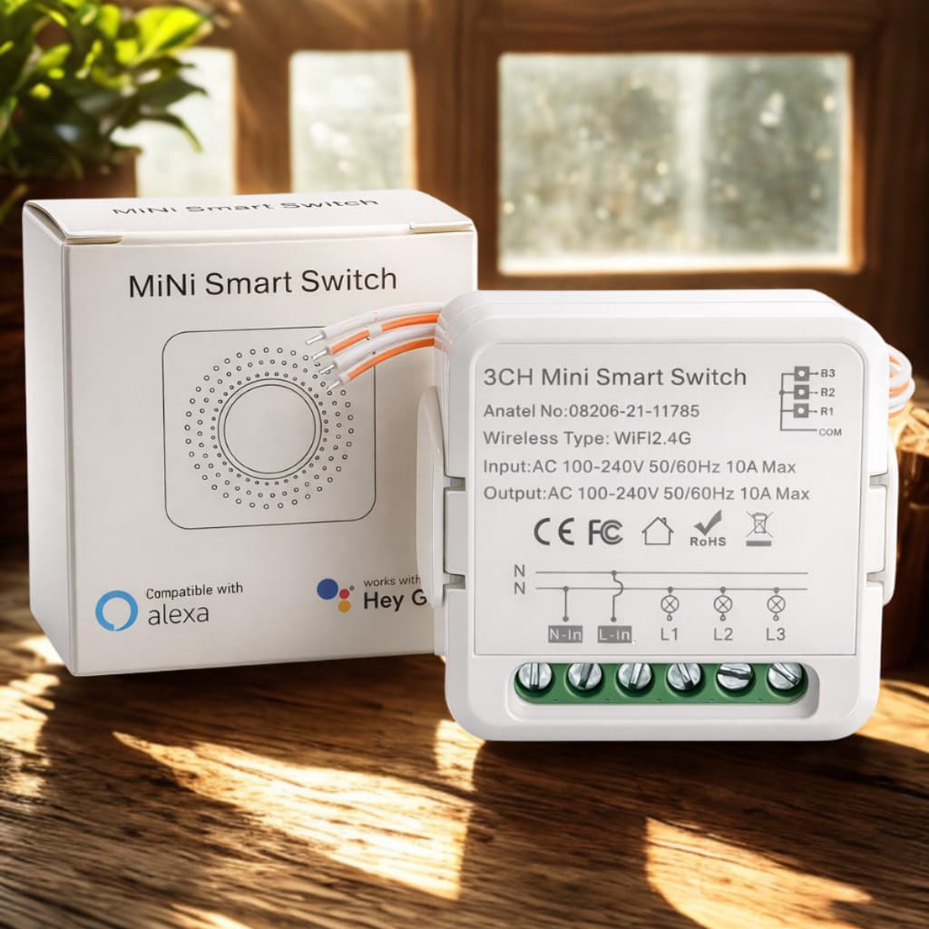 Mini Interruptor Inteligente Wi-Fi Tuya 3 Canais B203