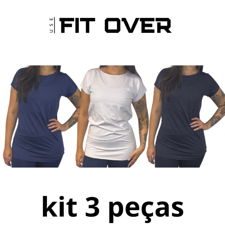 kit 3 blusas fitness básica academia crossfit fitover