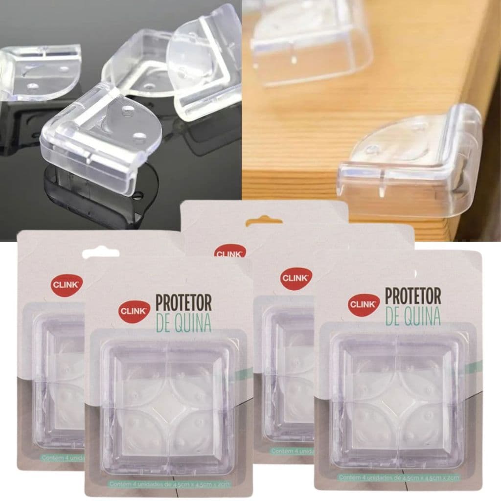 Kit 20 Protetor De Quina Silicone 4,5Cm Protetores Anti Impacto Para Bebe Criança Bebê Transparente