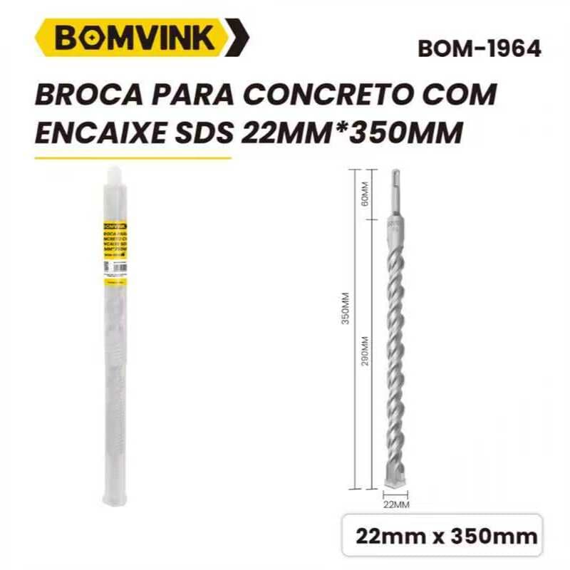 Broca SDS Plus 22mm x 350mm Concreto Parede e Kits Atacado