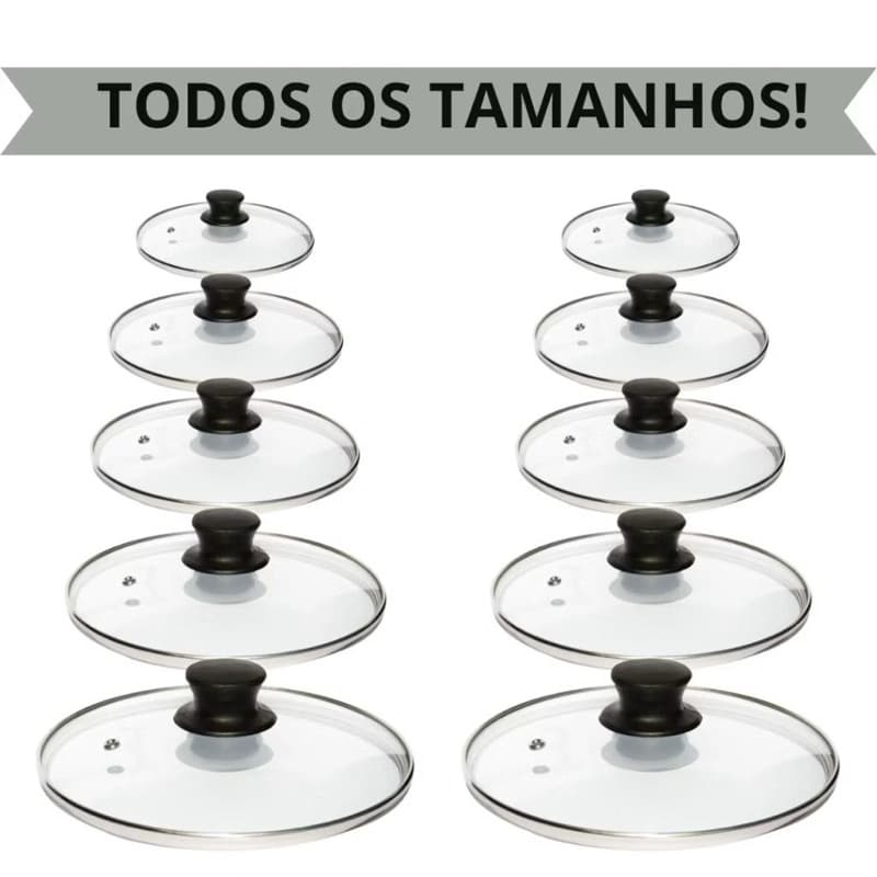 Tampas De Vidro Avulsa Para Panelas Caçarolas Ou Frigideiras Escolha O Tamanho