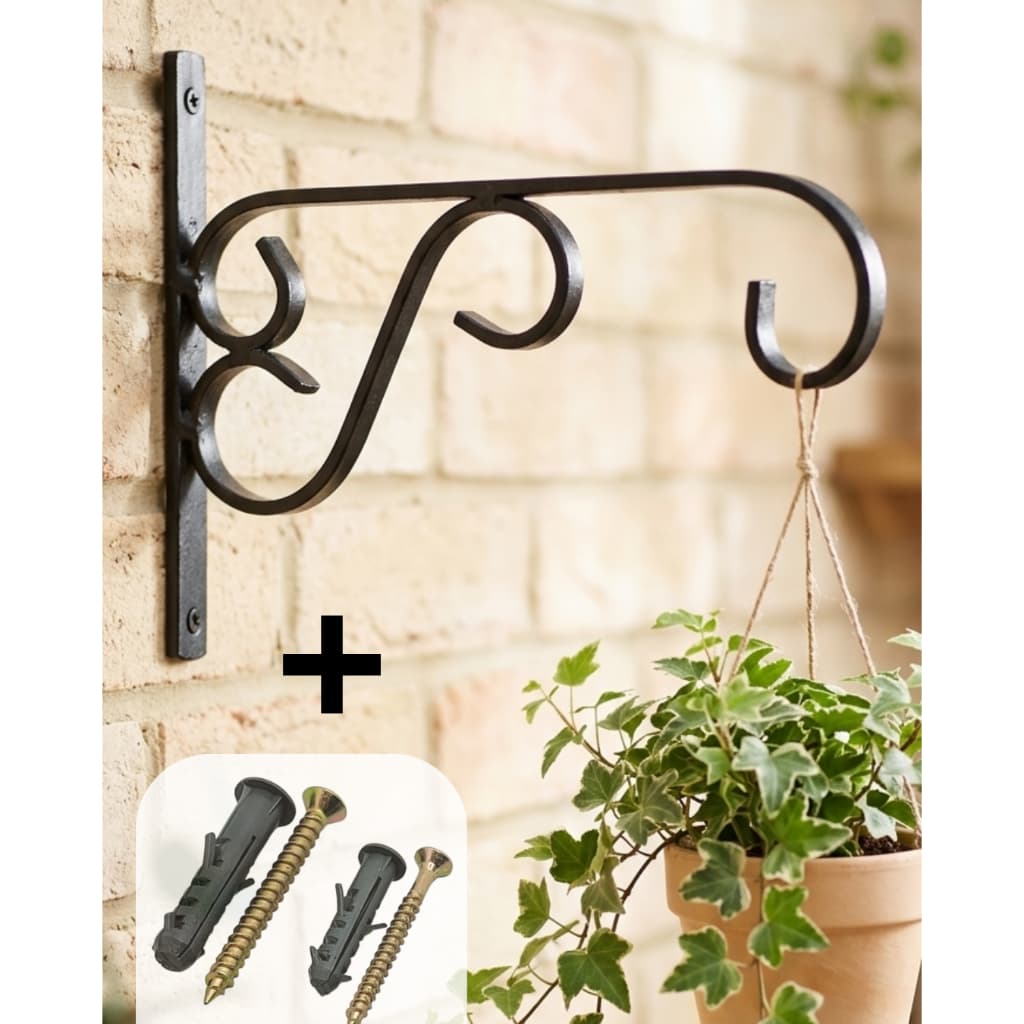 Suporte para Plantas Parede Ferro Rústico Mão Francesa + Buchas e Parafusos | Gancho para Vaso Suspenso Jardim Varanda