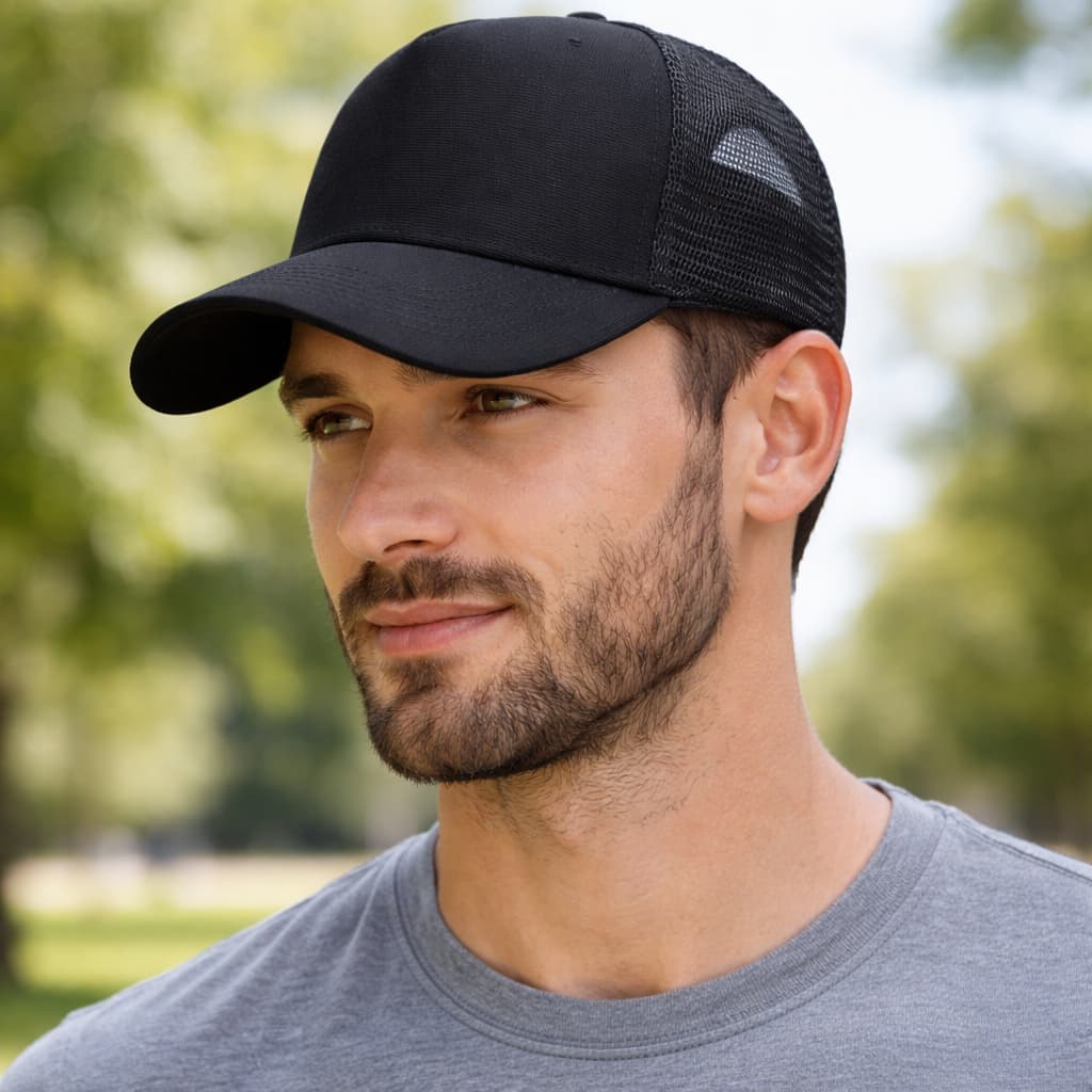 Boné Trucker Liso Telinha Unissex Aba Curvada